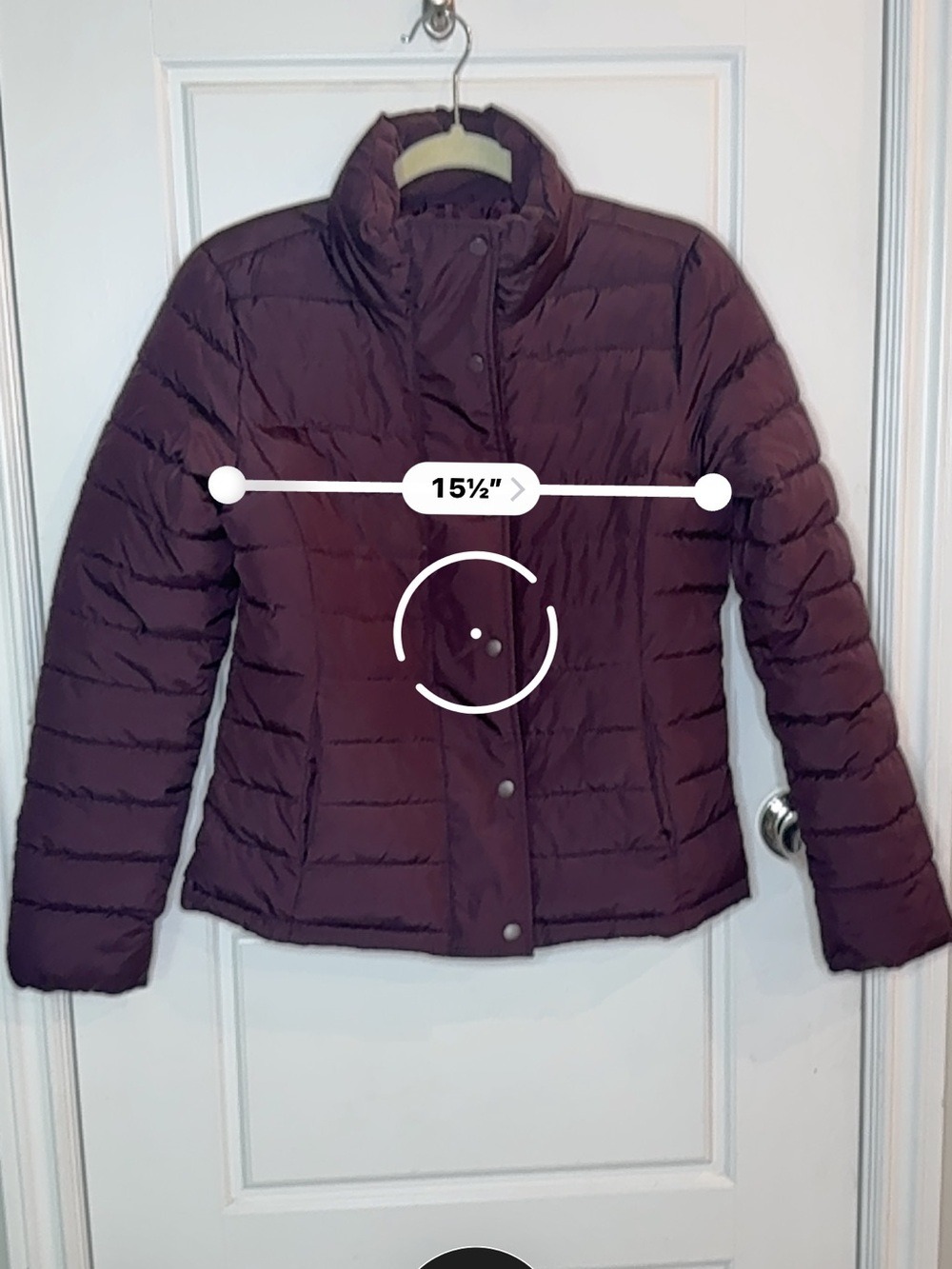 Gap Maroon Wine Puffer Shirt Jacket Shacket small Button Front Quilted - Picture 6 of 8